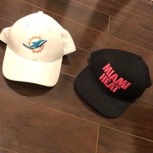 Miami Heat cap and Dolphins cap